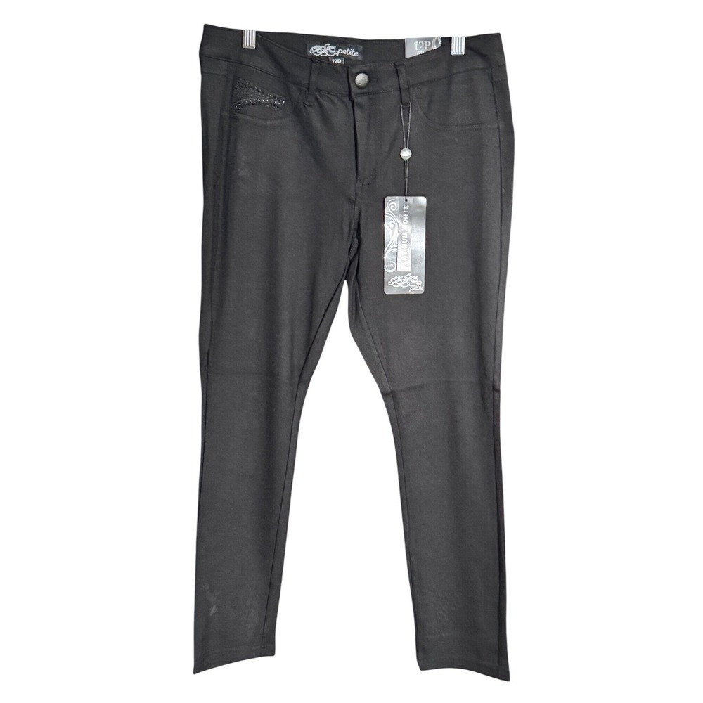 One 5 One Platinum Ponte Black Embellished Petite Pants Size 10P NWT - Picture 6 of 9